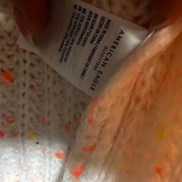 American Eagle Outfitters Cream and Neon Chunky Knit Cardigan - Picture 4 of 7